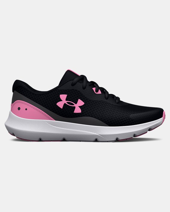 Girls' Grade School UA Surge 3 Running Shoes, Black, pdpMainDesktop image number 0